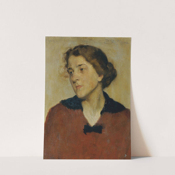 Frauenbildnis mit rotem Pullover by Josef Wawra