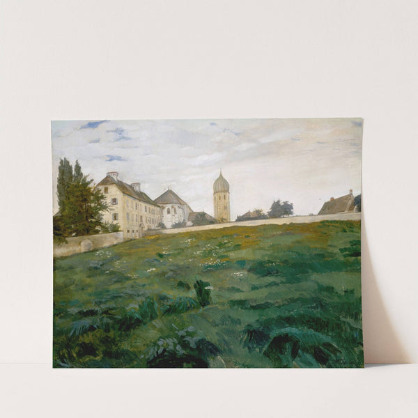 Frauenchiemsee, Klosterwiese mit Kirchturm III by Wilhelm Trübner