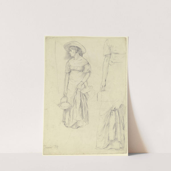 Frauenfigur für die 'Vorbereitung zum Kostümball' by Otto Scholderer
