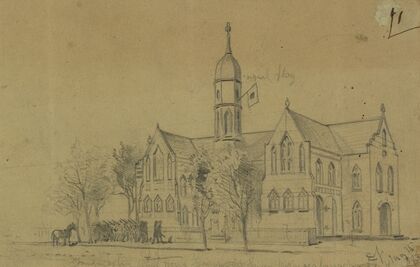 Fredericksburg Court House now occupied by our troops as a barracks and by the signal corps
