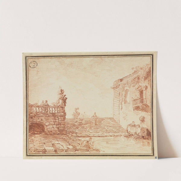 Freitreppe mit Brunnen und Wäscherinnen (1774) by Hubert Robert