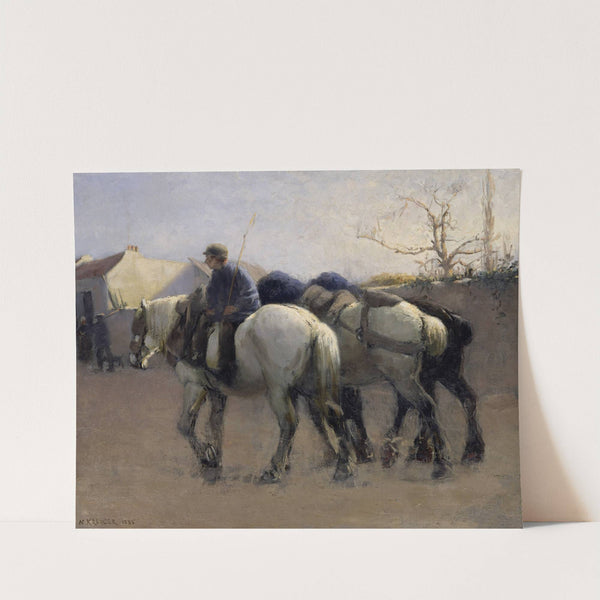 French Village Street with Horses by Nils Kreuger