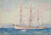French Windjammer At Anchor Signed And Indistinctly
