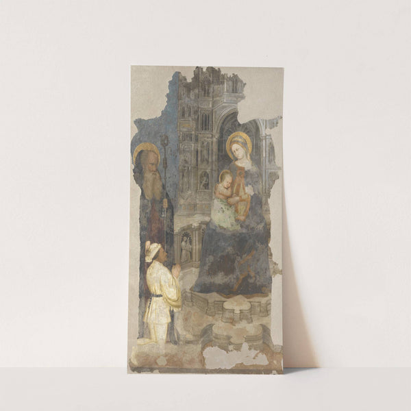 Fresko vom Singertor von St. Stephan; Thronende Maria mit Kind, hl. Abt und Stifterfigur by Anonymous