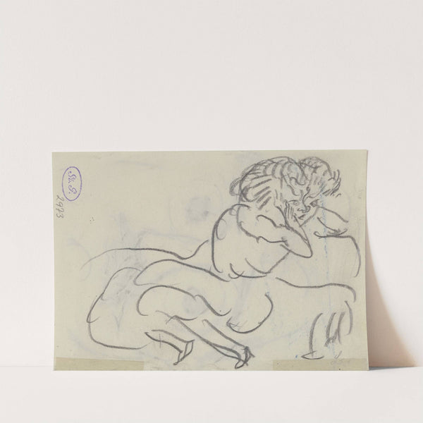 Fridel Battenberg auf dem Sofa sitzend (Karikatur) (ca. 1916 – 1917) by Max Beckmann