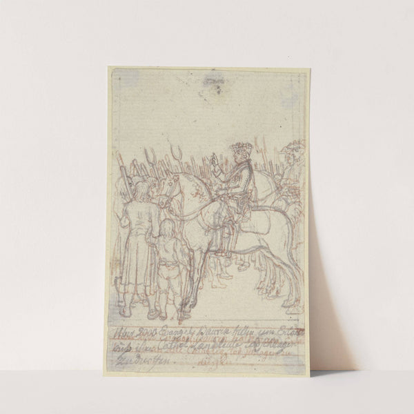 Friedrich der Große zu Pferde, im Profil nach links by Daniel Nikolaus Chodowiecki