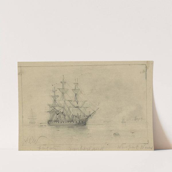 Frigate Cumberland, Newport News by Alfred Rudolph Waud