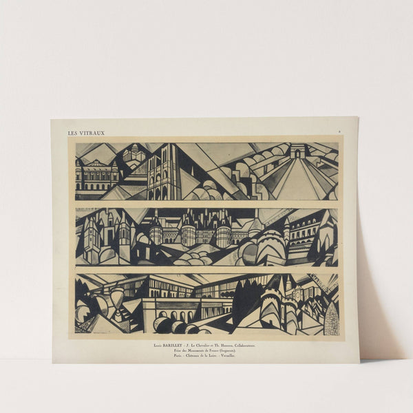 Frisé des monuments de France (fragments) ; 1, Paris; 2, Châteaux de la Loire ; 3, Versailles, au Pavillon des Renseignements et du Tourisme by Jacques Gruber