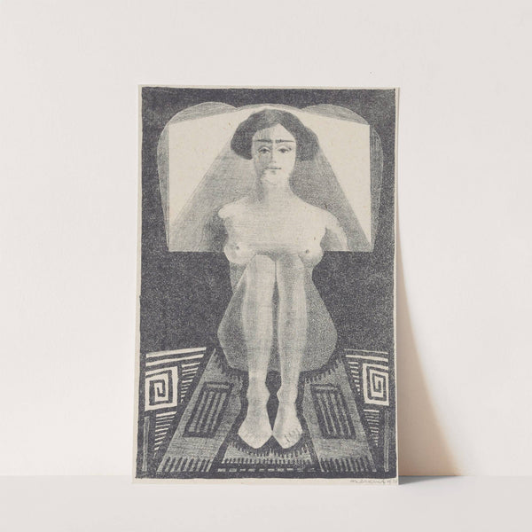 Frontaal gezien, zittend naakt in geometrische omgeving by Samuel Jessurun de Mesquita