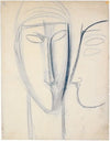 Frontales langes Gesicht und Kopf im Profil (1914-15)