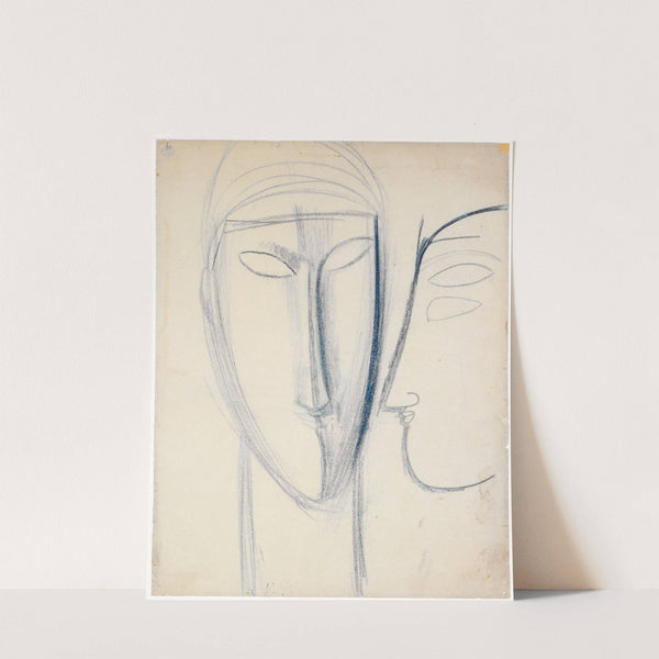 Frontales langes Gesicht und Kopf im Profil (1914-15) by Amedeo Modigliani