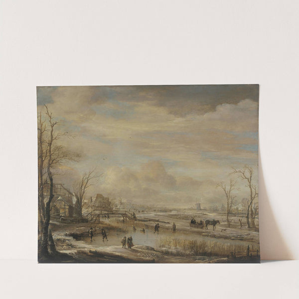 Frozen River with a Footbridge (circa 1650-1660) by Aert van der Neer