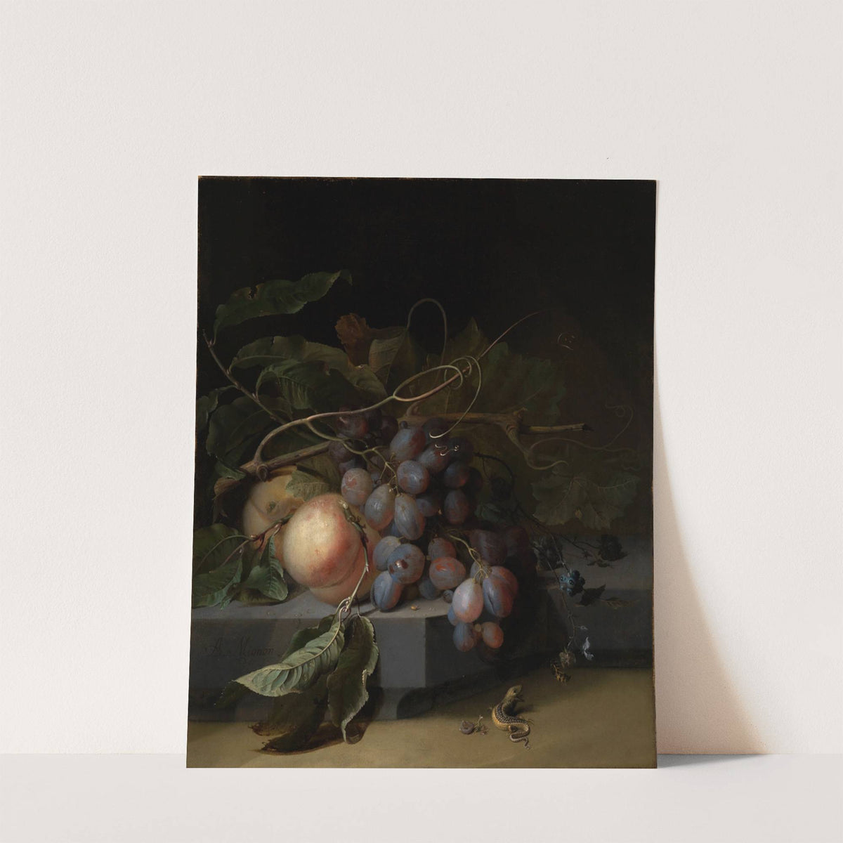 Fruchtstilleben mit Eidechse by Abraham Mignon