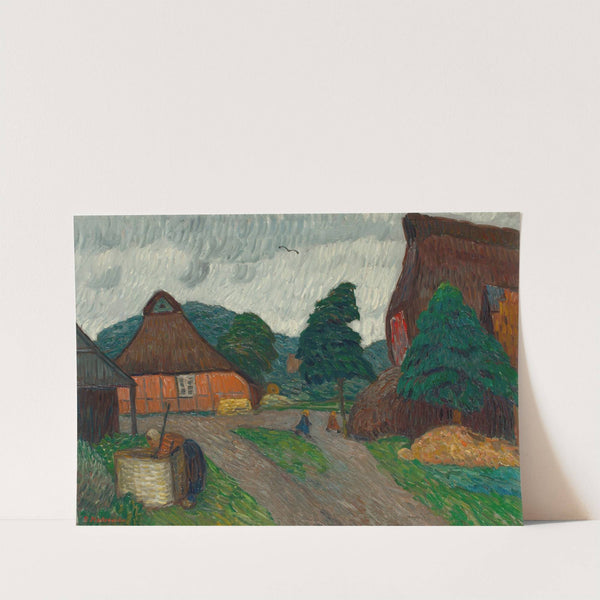 Frühjahrsabendsonne in der Bredenau (Banehrs Hof) by Otto Modersohn