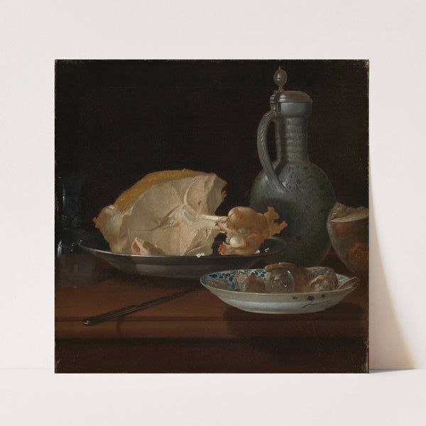 Frühstücksstillleben mit Kalbsbraten und Wurst by Justus Juncker