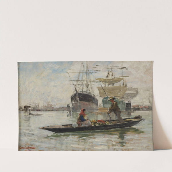 Fruit Barge in Venice. Sketch by Carl Skånberg