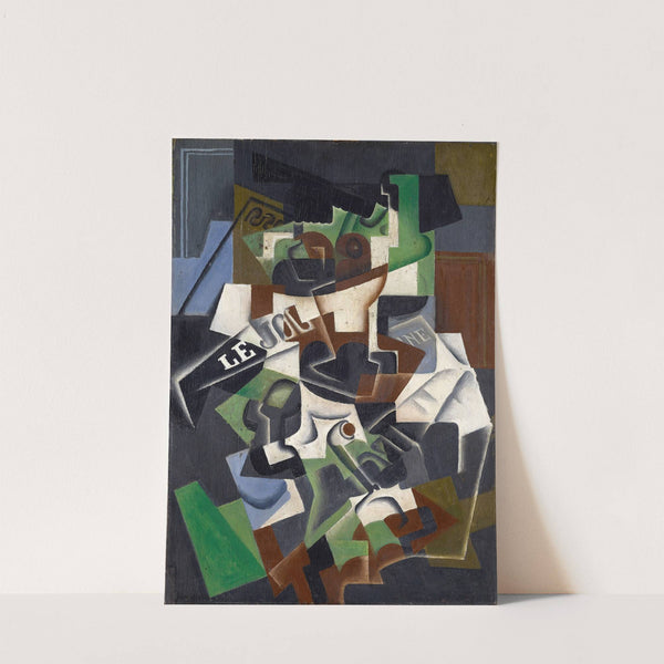 Fruit bowl, pipe and newspaper by Juan Gris