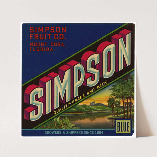 Fruit Label for Simpson – Blue (1930-1950)