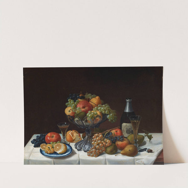 Fruit Still Life with Champagne Bottle (1848) by Severin Roesen