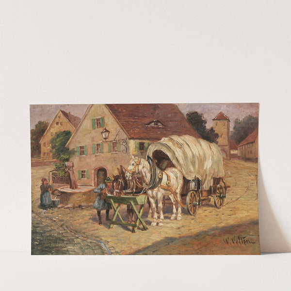 Fuhrwerk am Dorfbrunnen by Wilhelm Velten