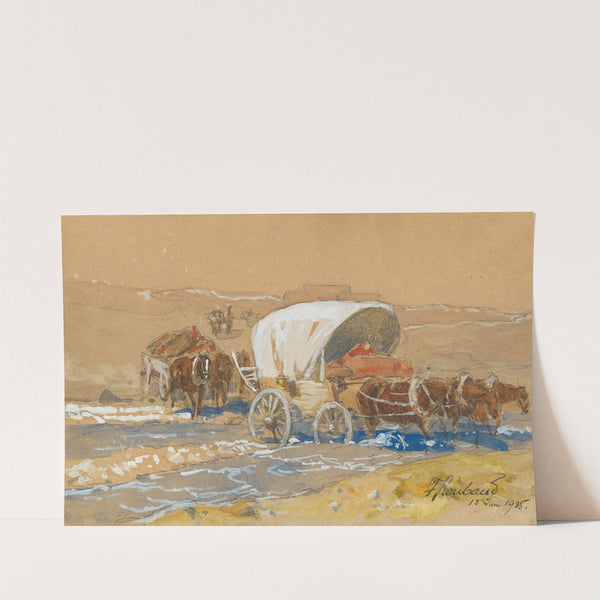 Fuhrwerk bei der Überquerung eines Flusses by Franz Roubaud