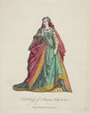 Full dress of a Roman lady in 1581. Dame Romaine dans toute saparure. (1757-1772)