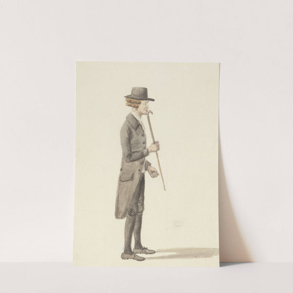 Full-length Figure of a Man Dressed in Black Holding a Walking Stick by Robert Frankland