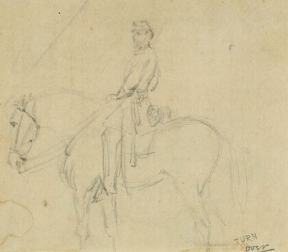 Full length portrait of soldier on horse