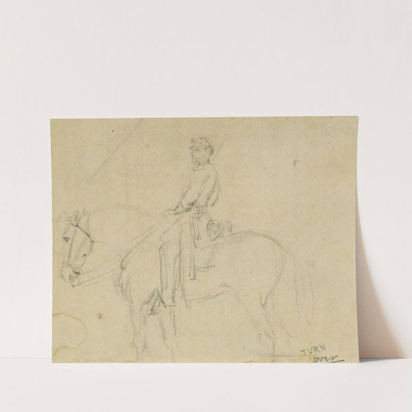 Full length portrait of soldier on horse by Alfred Rudolph Waud