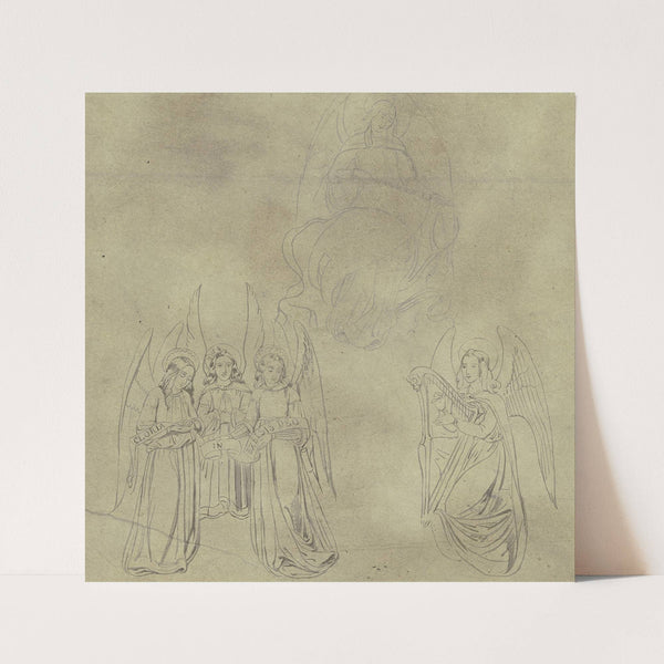 Fünf Engel, zumeist singend und musizierend by Heinrich von Hess