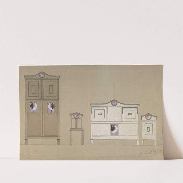 Furniture Designs; Wardrobe, Chair, Bureau and Washstand by Georges de Feure