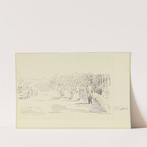 Fürst, die Front seiner Truppen abschreitend by Wilhelm Trübner