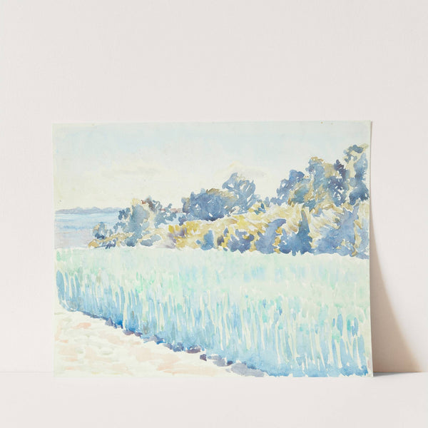 Fynsk landskab Kornmark ved en skov by Peter Hansen