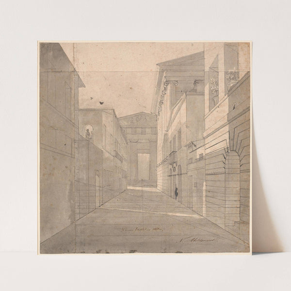 Gade i en antik by Perspektivisk studie til maleriet Simo betror sig til Sosia by Nicolai Abildgaard