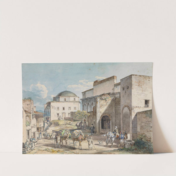 Gadeparti i Athen. Med Hadji Hazekis' palads og Tzistarakis Moskeen by Carl Wilhelm Heideck