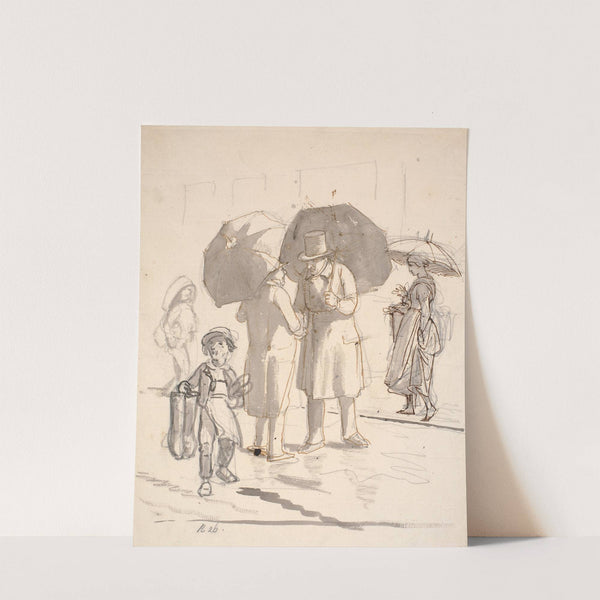 Gadescene i regnvejr by Wilhelm Marstrand