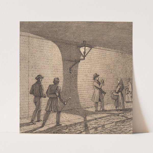 Gadescene ved lygteskin Illustration til Linearperspectiven , Tavle VIII by Christoffer Wilhelm Eckersberg