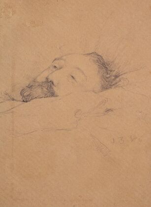 Gambetta sur son lit de mort, étude de tête.