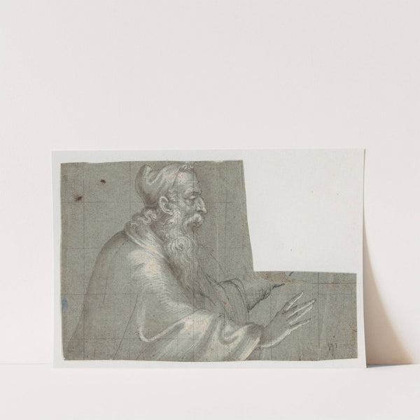 Gammel mand en doge , halvfigur, profil th med fremstrakte hænder by Bernardino Campi