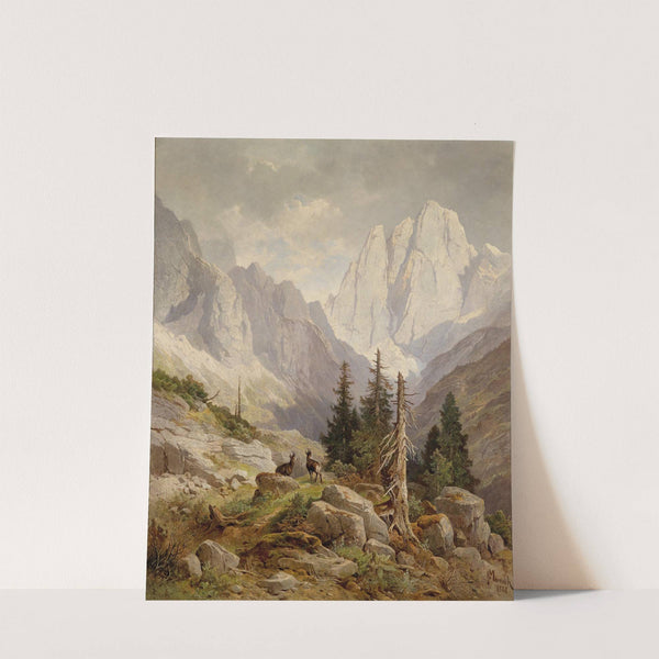 Gämsen im Hochgebirge by Leopold Munsch