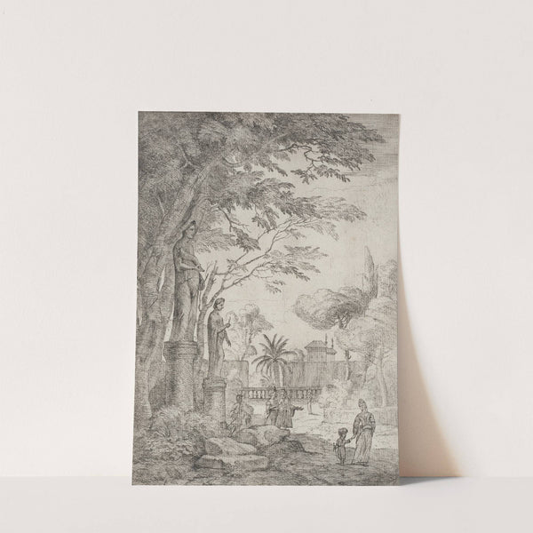 Garden Scene with Two Statues (Garden of the Villa Medici) by Jan Frans Van Bloemen