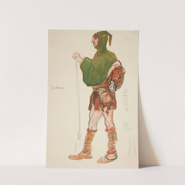 Gardener, costume sketch for Henry Irving’s Planned Production of King Richard II by Edwin Austin Abbey