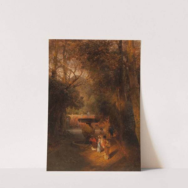 Gardens and fountain of the Villa Torlonia, Frascati, Rome by Oswald Achenbach