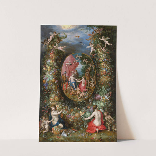 Garland of Fruit Surrounding a Depiction of Cybele Receiving Gifts From Personifications of The Four Seasons by Jan Brueghel The Elder