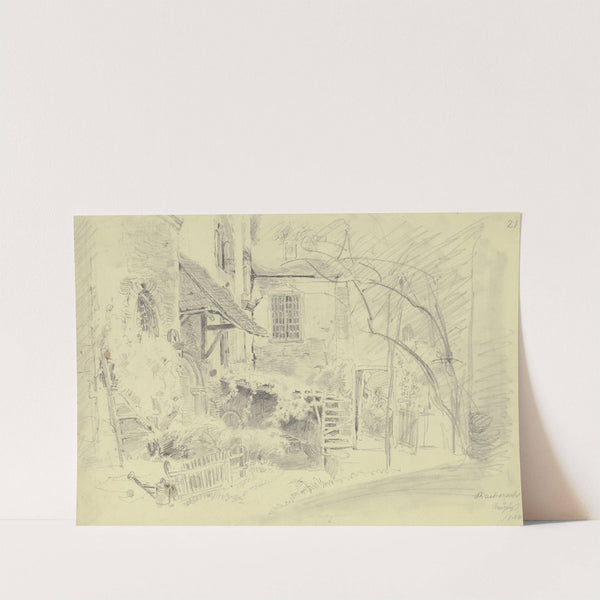 Garten an der Kirche, links eine Gießkanne by Jakob Fürchtegott Dielmann