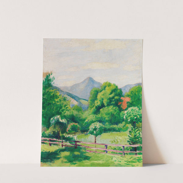 Garten in Tegernsee mit Haus und Berg (1910) by August Macke