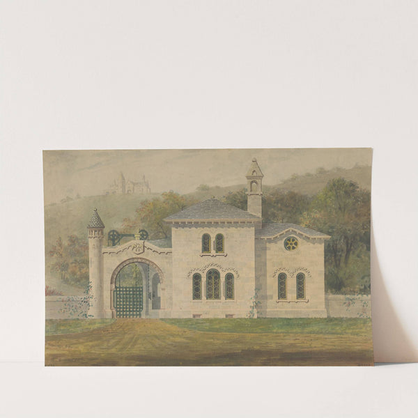 Gate Lodge for Amos G. Hull, Newburgh, New York (front elevation) by Alexander Jackson Davis