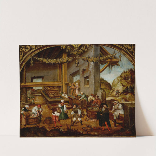 Gathering Grapes and Making Wine; September from a cycle of the labours of the months by Hans Wertinger