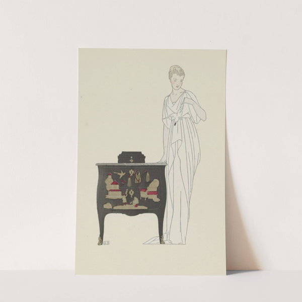 La Commode en Laque. / Robe du soir de Worth. by Anonymous