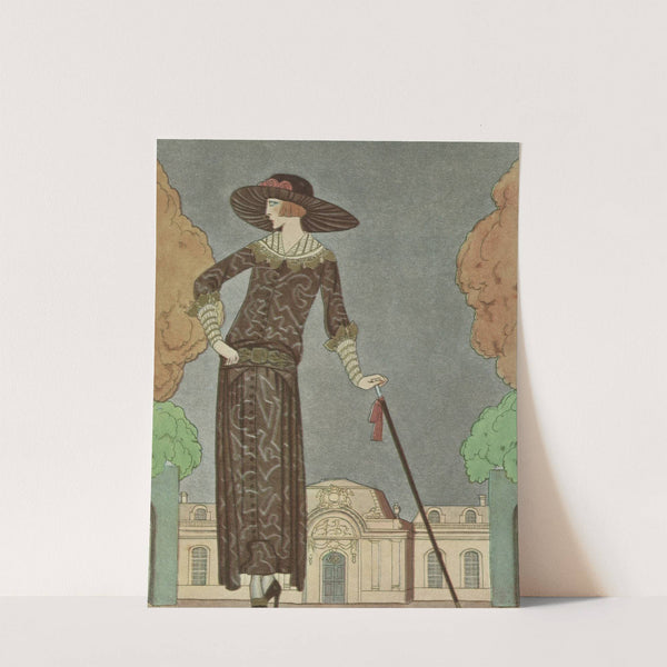 Gazette du Bon Ton, 1922 - No. 8 : La promeneuse mélancolique / Robe d'après-midi, de Beer by Anonymous